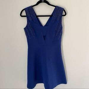 Dynamite V Neck Sleeveless Fit and Flare Mini Sleeveless Dress